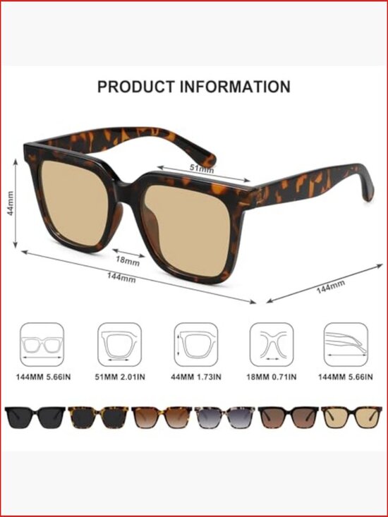 Large Square Polarized Sunglasses UV400 Retro Vintage Sunglasses for Women Men main image 5